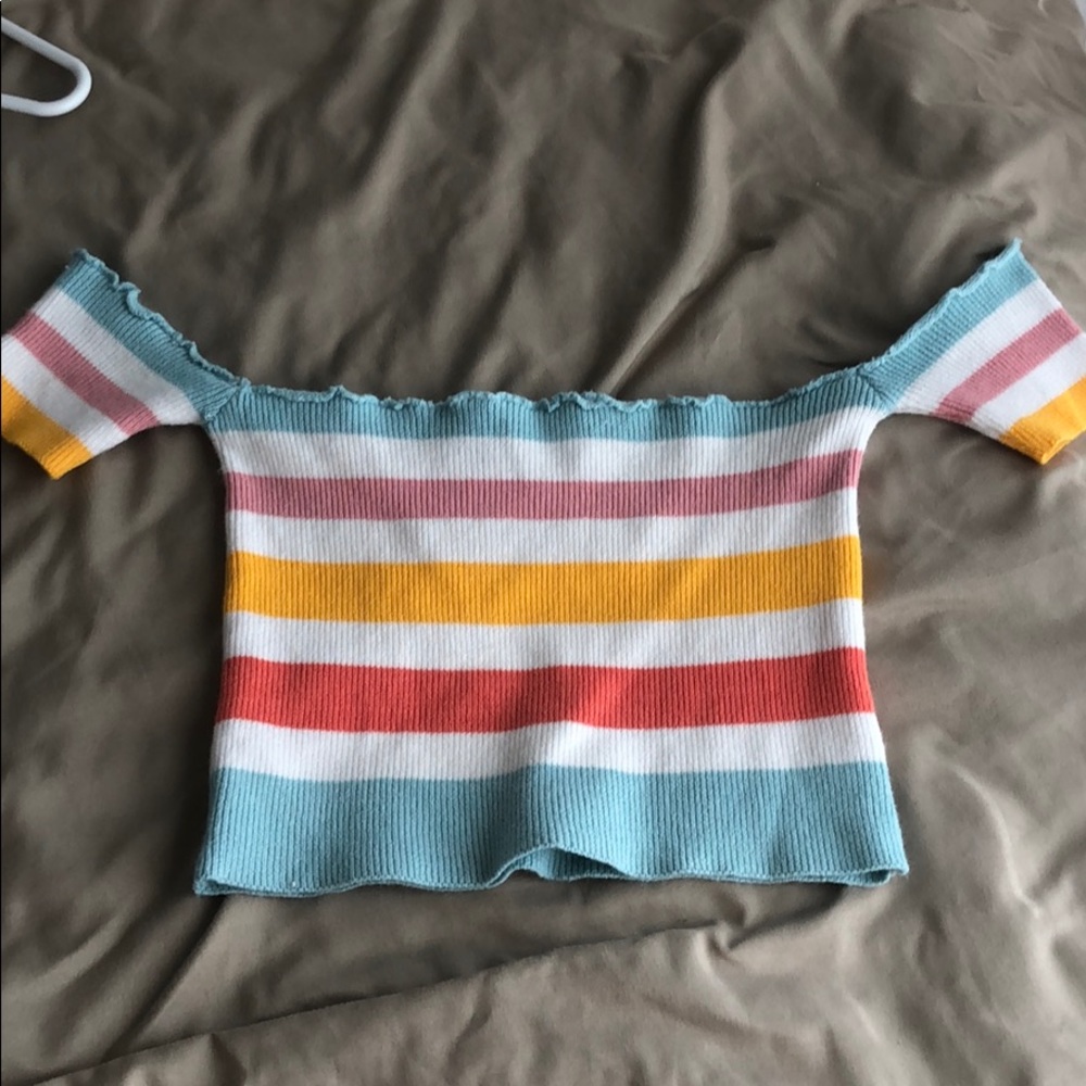 Colorful off the shoulder top